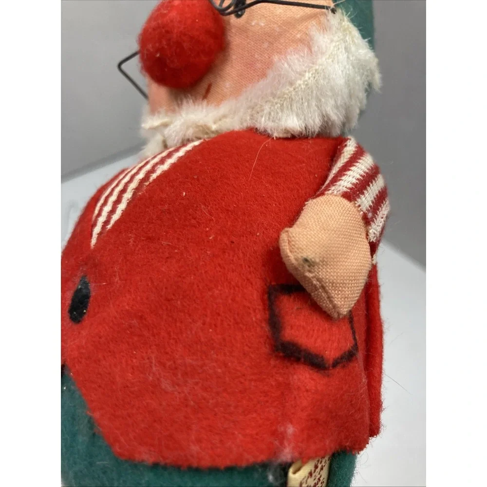 Two Vtg MCM 1950s Fun Farm Elf Ornament Felt‎ Material & Dog Elf Japan Christmas